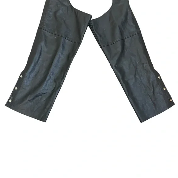 FMC Black 100% Leather Riding Cowboy/Cowgirl Motorcycle Chaps Sz 2X
